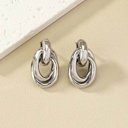 Gold & Silver Knot Hoop Earrings – Trendy Shiny Eardrop Jewelry for Women