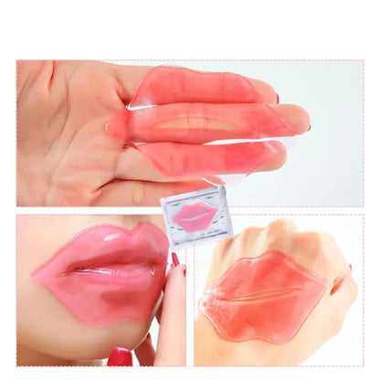 5PCS Crystal Collagen Lip Masks – Moisturizing & Plumping Pink Lip Patches for Nourishing Skincare