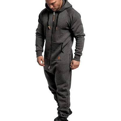 New 3D Full Design Jumpsuit Pajamas — Men’s Long-Sleeve Sports Pants & Solid Color Zipper Hoodie Casual Outfit
