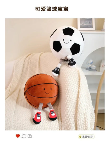 CM Sports Plush Toy — Football & Basketball Dolls, Creative Pillow & Interactive Pet Ball for Dogs & Cats