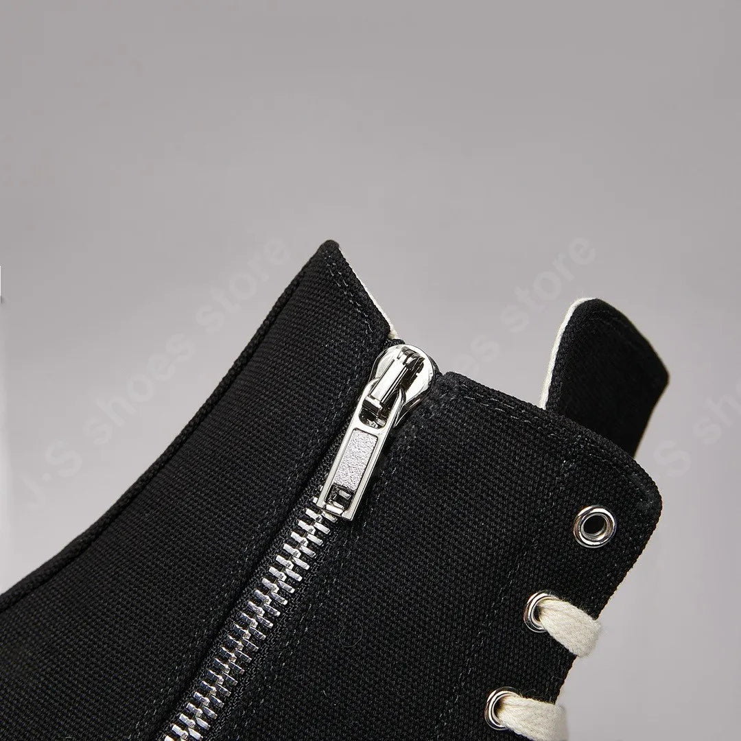 Classic Black Canvas Shoes - Ricks Brand High Top Sneakers for Men & Women, Luxury Lace-Up Casual Boots
