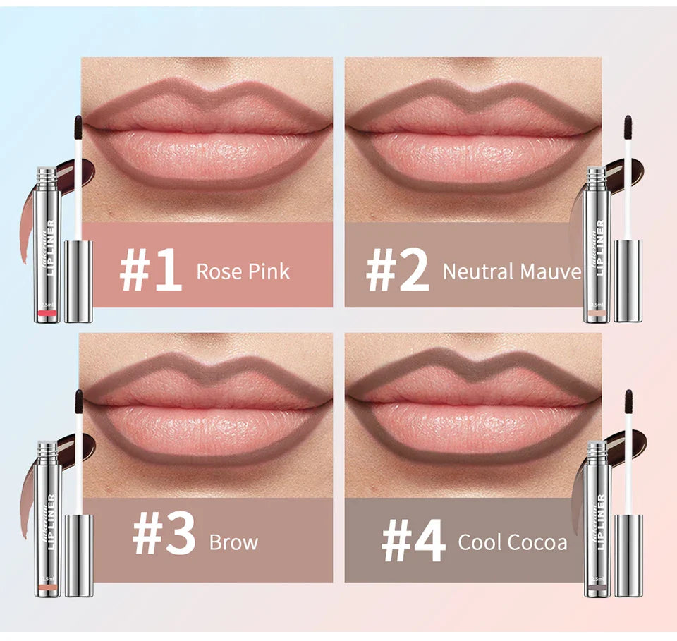 Waterproof Peel-Off Lip Liner & Tattoo Lip Gloss – Long-Lasting Matte Lip Tint & Brown Contour Lip Stain