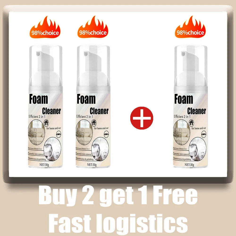 2-in-1 Foaming Car Seat Cleaner – Fast Stain Removal Fabric Cleaning Spray for Auto Seats & Upholstery, No Water Wash Needed