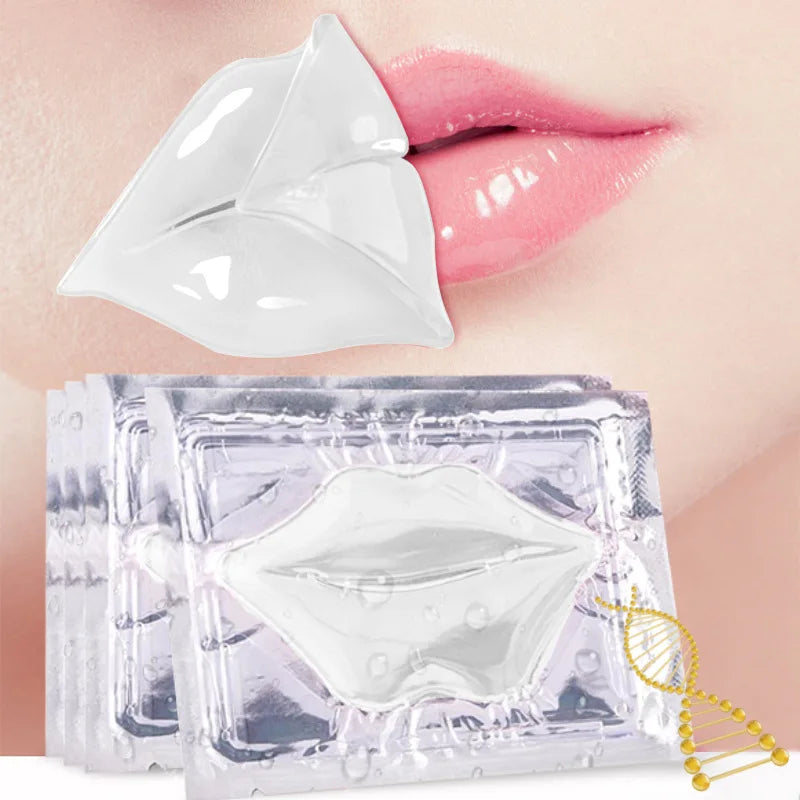 5PCS Crystal Collagen Lip Masks – Moisturizing & Plumping Pink Lip Patches for Nourishing Skincare