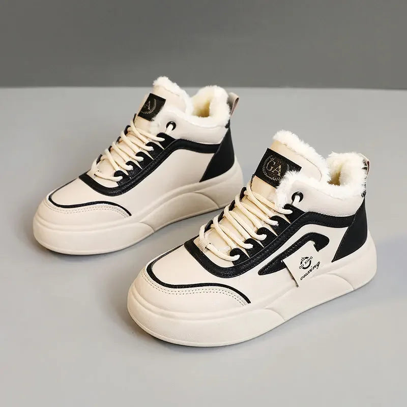 Women’s Chunky Sneakers – Autumn Winter Warm Cotton Plush Platform Fashion Shoes