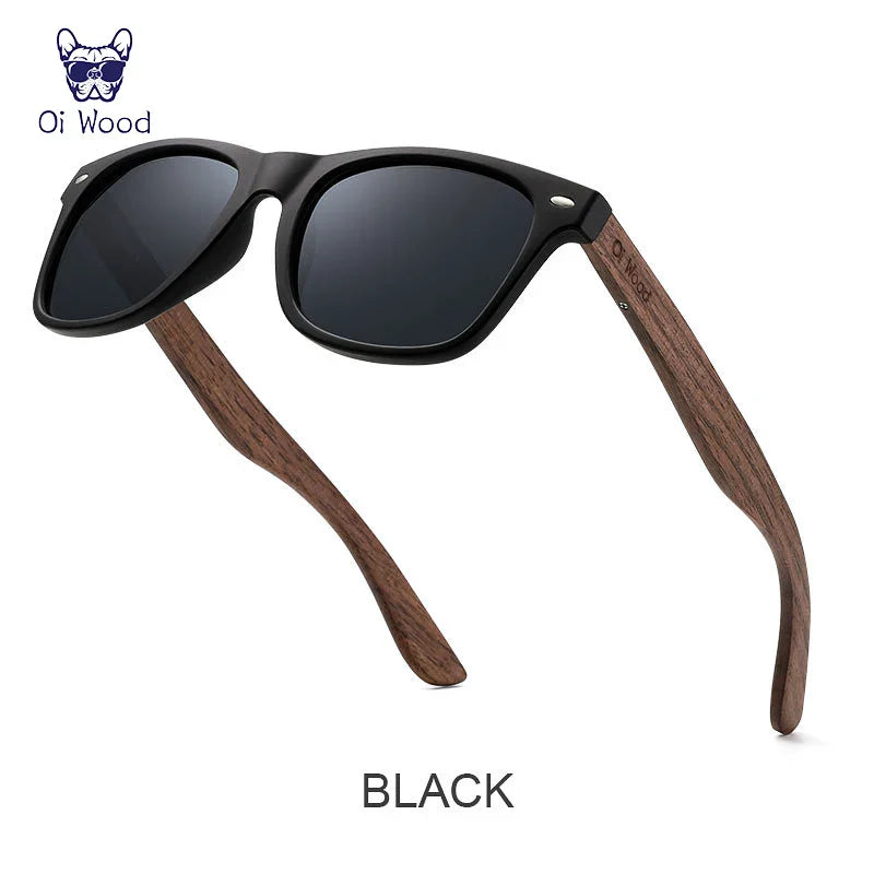 Oi Wood Natural Wooden Polarized Sunglasses for Men – Fashion Sun Glasses with TR90 Frames