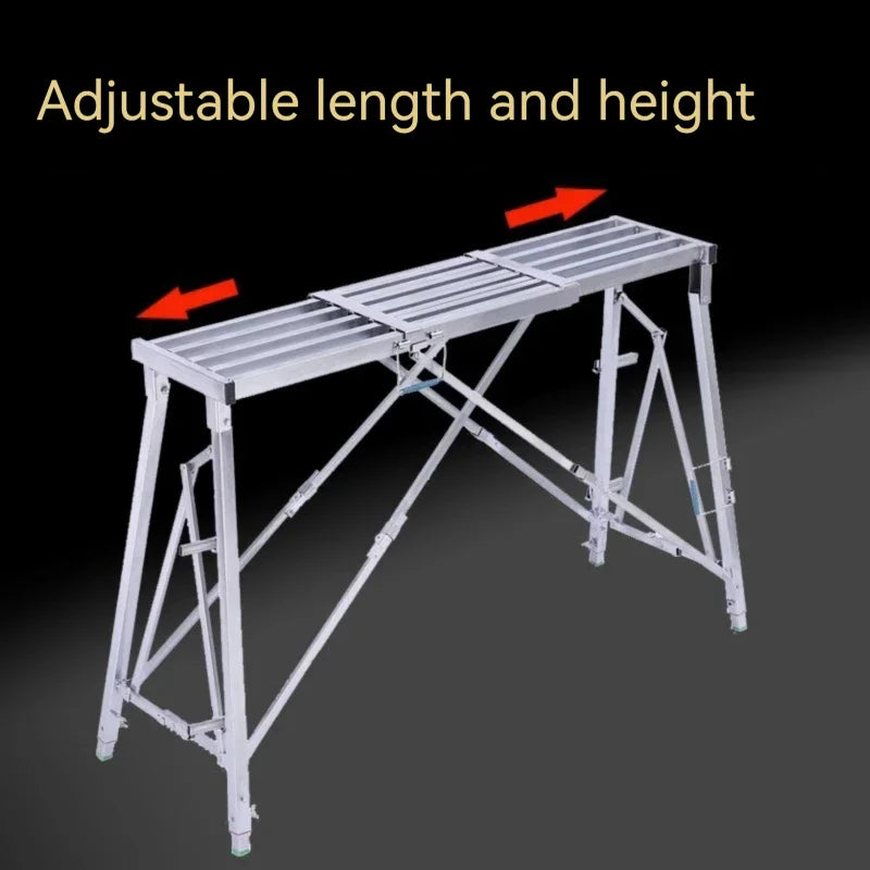 Telescopic Folding Step Stool Scaffolding Ladder – Thickened Multifunctional Adjustable Engineering & Indoor Work Platform for Decoration & Home Use