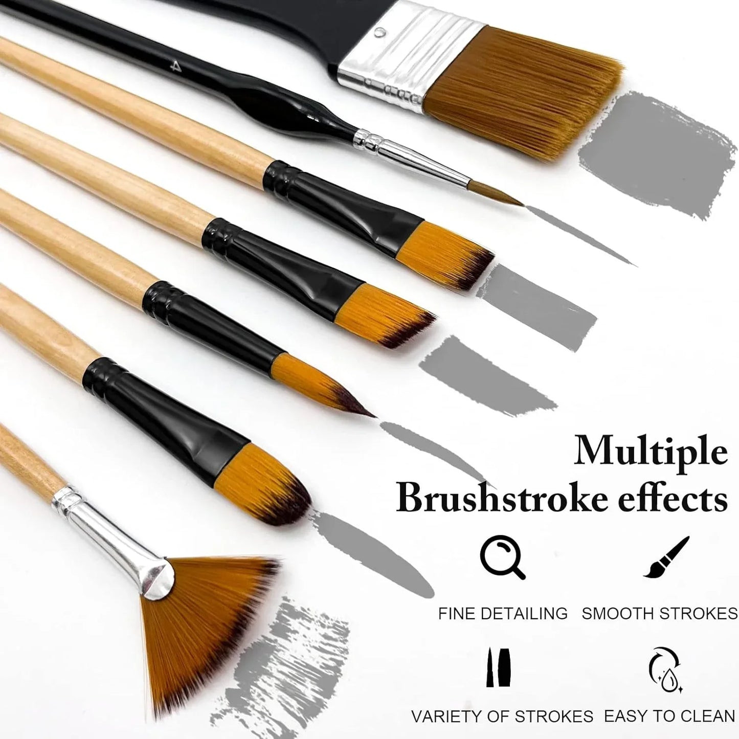 28/32PCS Acrylic Paint Brush Set – Premium Nylon Bristles with Round, Flat, Filbert, Fan & Detail Brushes for Art Painting