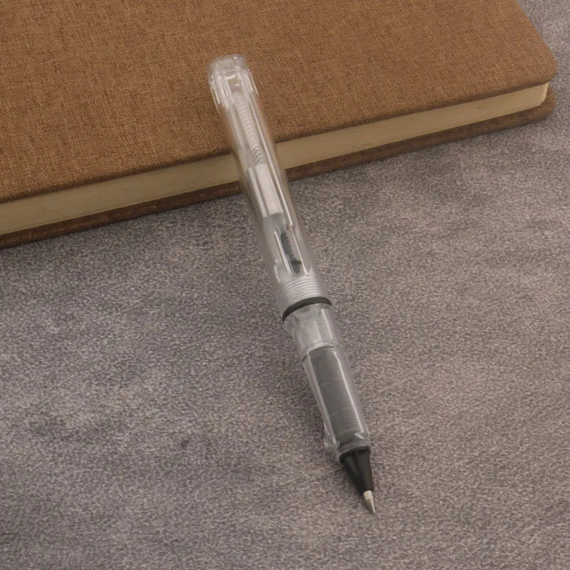 High Quality Transparent White Piston Fountain Pen with Bullet Nib 0.38mm/0.5mm for Office & School Stationery