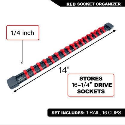 Socket Organizer Set - 1/4 3/8 1/2 Inch Socket Holder Trays for Tool Box Drawers & Storage Rails