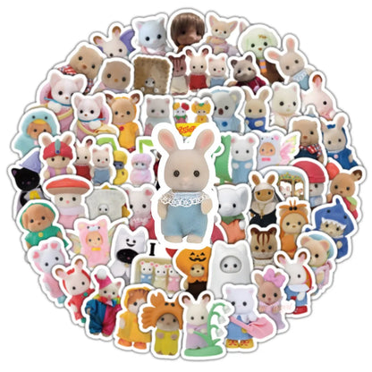 100/200pcs Calico Critters Stickers — Waterproof Cartoon Decals for Laptops, Scrapbooks, Skateboards & Kids’ Decor