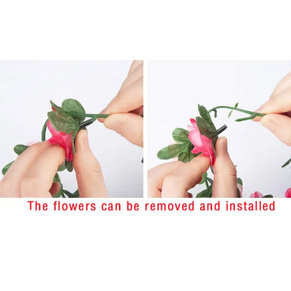 Artificial Flowers Vine Set - 1pc Vine with 45pcs/69pcs Roses for DIY Wedding Decoration, Fake Flower Home Decor, Wall Hanging Garland, and Room Plants