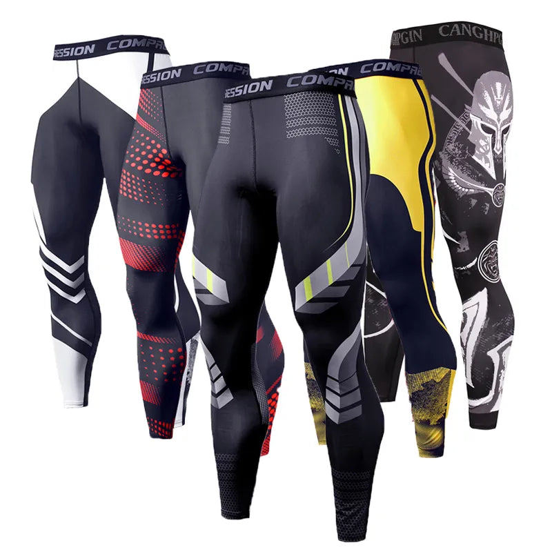 Performance-Driven Comfort: Men's Running Leggings - Quick Dry Gym Fitness Tights for Workout Training, Jogging, Compression Sport Pants