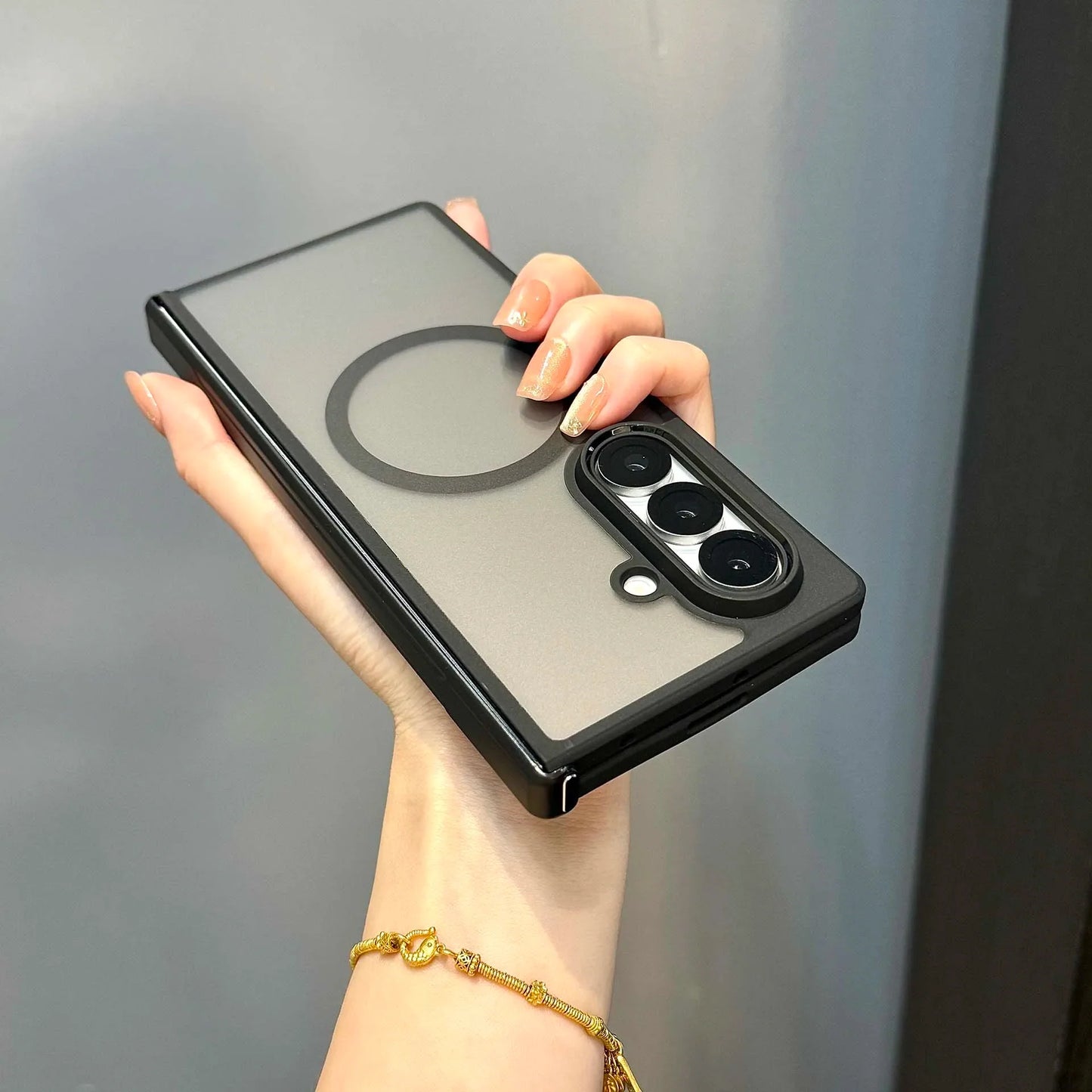 MagSafe-Compatible Case for Samsung Galaxy Z Fold 7 – Translucent Hinge, Shockproof Folding Cover with Magnetic Wireless Charging