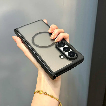 MagSafe-Compatible Case for Samsung Galaxy Z Fold 7 – Translucent Hinge, Shockproof Folding Cover with Magnetic Wireless Charging