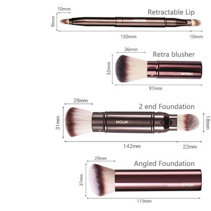 HG Pro Retractable Foundation Makeup Brush – Powder, Contour, Blusher & Highlight with Metal Handle