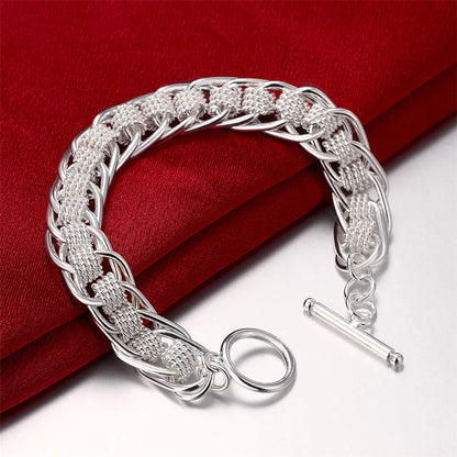 Hot Sale 925 Sterling Silver Solid Chain Bracelet — Charm Fashion Jewelry for Women & Men, Party, Wedding Gift