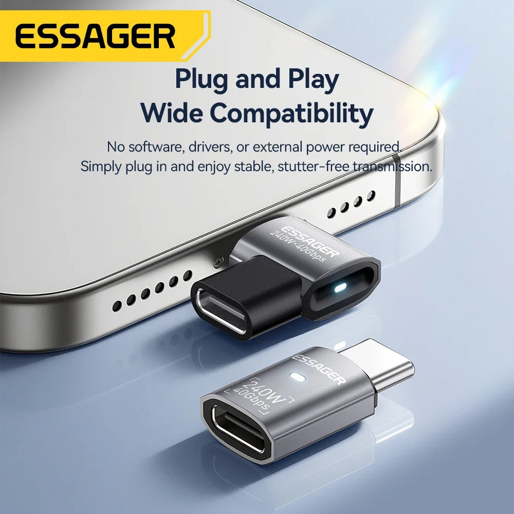 Essager USB4.0 OTG Adapter - 40Gbps 240W Fast Charging USB-C Converter with 8K 60Hz Support