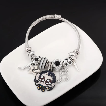 Y2K K-Pop Demon Hunters Bead & Enamel Pendant Bracelet – HUNTR/X Bangle Cosplay Jewelry Gift
