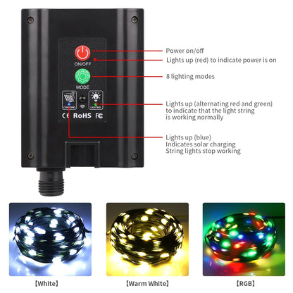 Outdoor Solar String Lights - Waterproof LED Festoon Fairy Lights for Garden, Patio & Party Decor