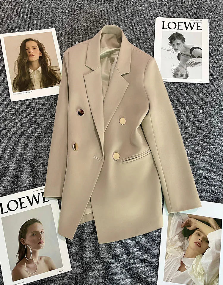 2023 Women's Elegant Single Button Blazer – Slim Fit Long Sleeve Office Jacket for Autumn & Winter