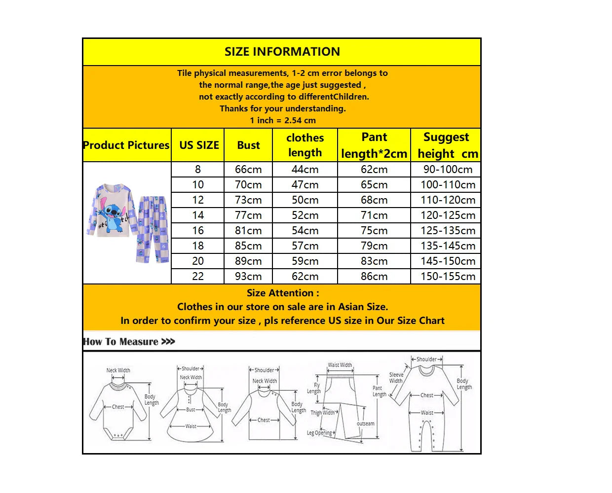 New Spring Children’s Pajama Set – Stitch & Angel Long-Sleeve Sleepwear with Pants for Boys & Girls