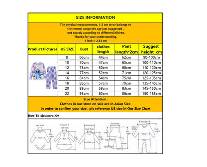 New Spring Children’s Pajama Set – Stitch & Angel Long-Sleeve Sleepwear with Pants for Boys & Girls