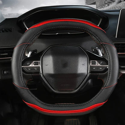 Peugeot 3008/4008/5008 Carbon Fiber & PU Leather Steering Wheel Cover — Car Interior Accessory