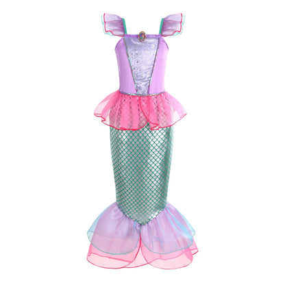 2026 Girls Princess Costume Dress - Elsa, Anna, Snow White, Aurora, Moana, Rapunzel, Mermaid & Belle Carnival Cosplay Party Outfit