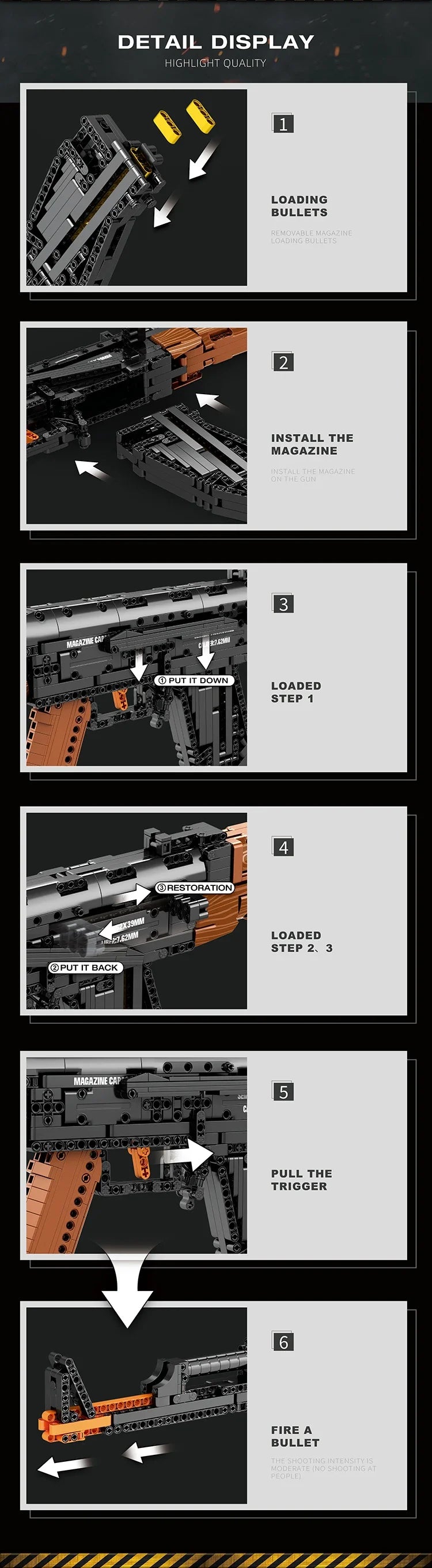 AK47 Assault Rifle Building Blocks – Military DIY Shootable Toy Gun for Kids