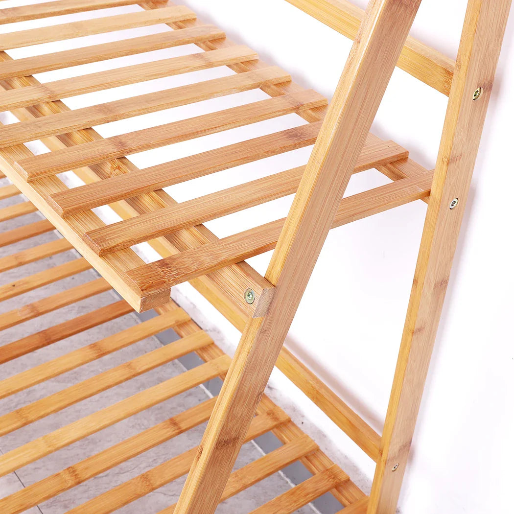 3-Tier Foldable Bamboo Plant Stand Indoor Outdoor Planter Display Shelf Organizer