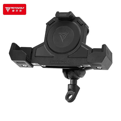 MOTOWOLF Motorcycle Shock Absorbing Phone Holder – Triangular Wireless Charging Navigation Mount