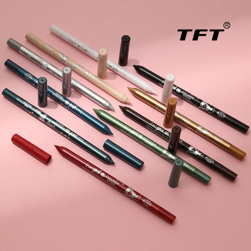 Waterproof Long-Lasting Eyeliner Pencil – Colorful Gel Eye Liner Pen in Blue, Black & White for Makeup and Beauty