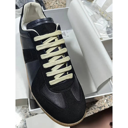 Unisex Patchwork Suede Sneakers - Vintage German Army Trainer Casual Shoes