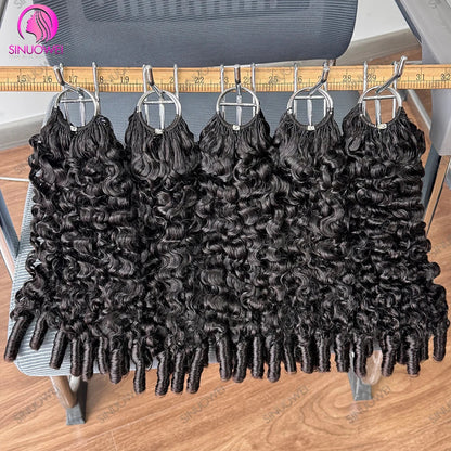 Burmese Curly Human Hair Extensions - 12A Natural Black Pre-Separated Feather Crochet Hair