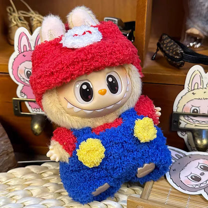 Labubu 17cm Doll Clothes — Long Eared Furry Rabbit Costume DIY Outfit