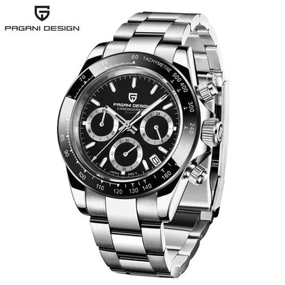 40mm PAGANI DESIGN V2 Men’s Quartz Watch – Sapphire Retro Chronograph Stainless Steel Waterproof