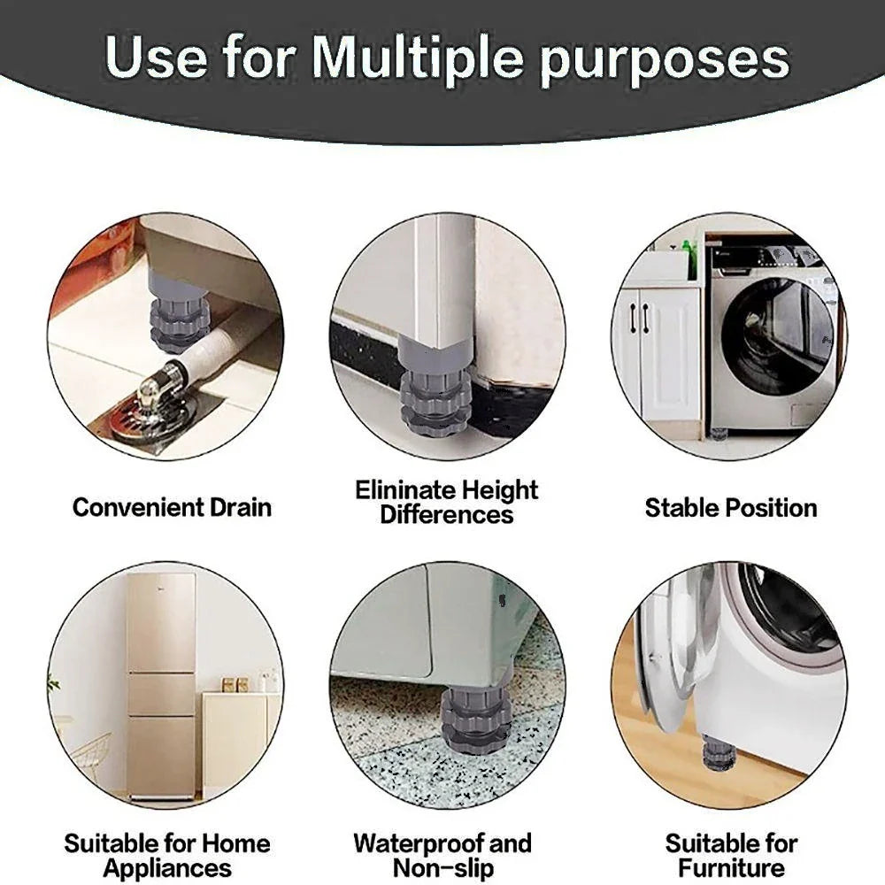 4PCS Washing Machine Foot Pads – Noise-Reducing, Shock-Absorbing, Non-Slip Brackets for Refrigerator & Appliances