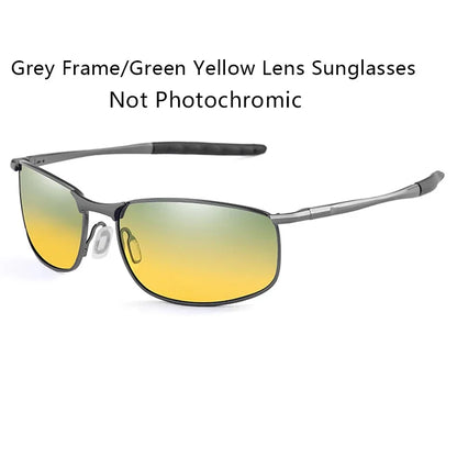 Photochromic Men’s Polarized Sunglasses – Metal Square Frame, UV400 Protection for Driving, Sports & Cycling
