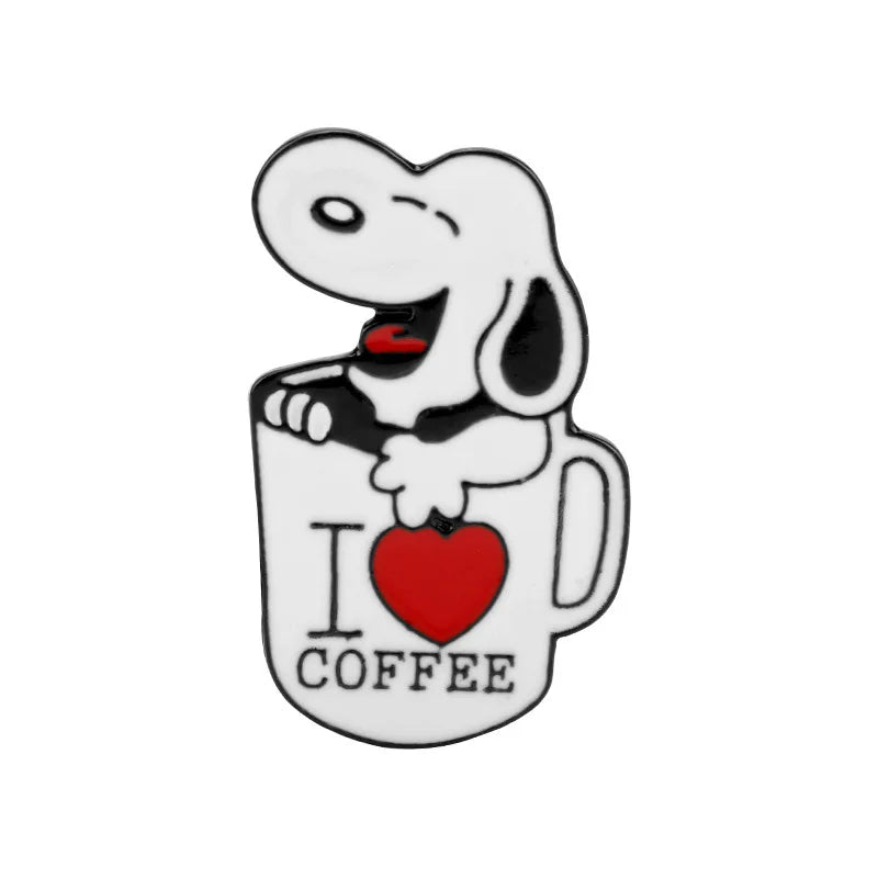 Kawaii Snoopy Alloy Brooches – Cartoon Lapel Pins for Jackets, Backpacks, Clothes, and Kids’ Gifts