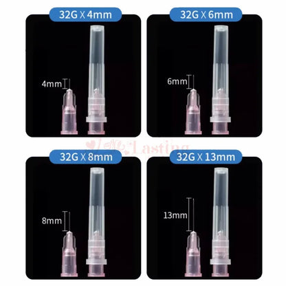 100pcs 32G Disposable Syringe Needles (4mm, 6mm, 8mm, 13mm) - Painless Small Needle Irrigator & Eyelid Tool Parts