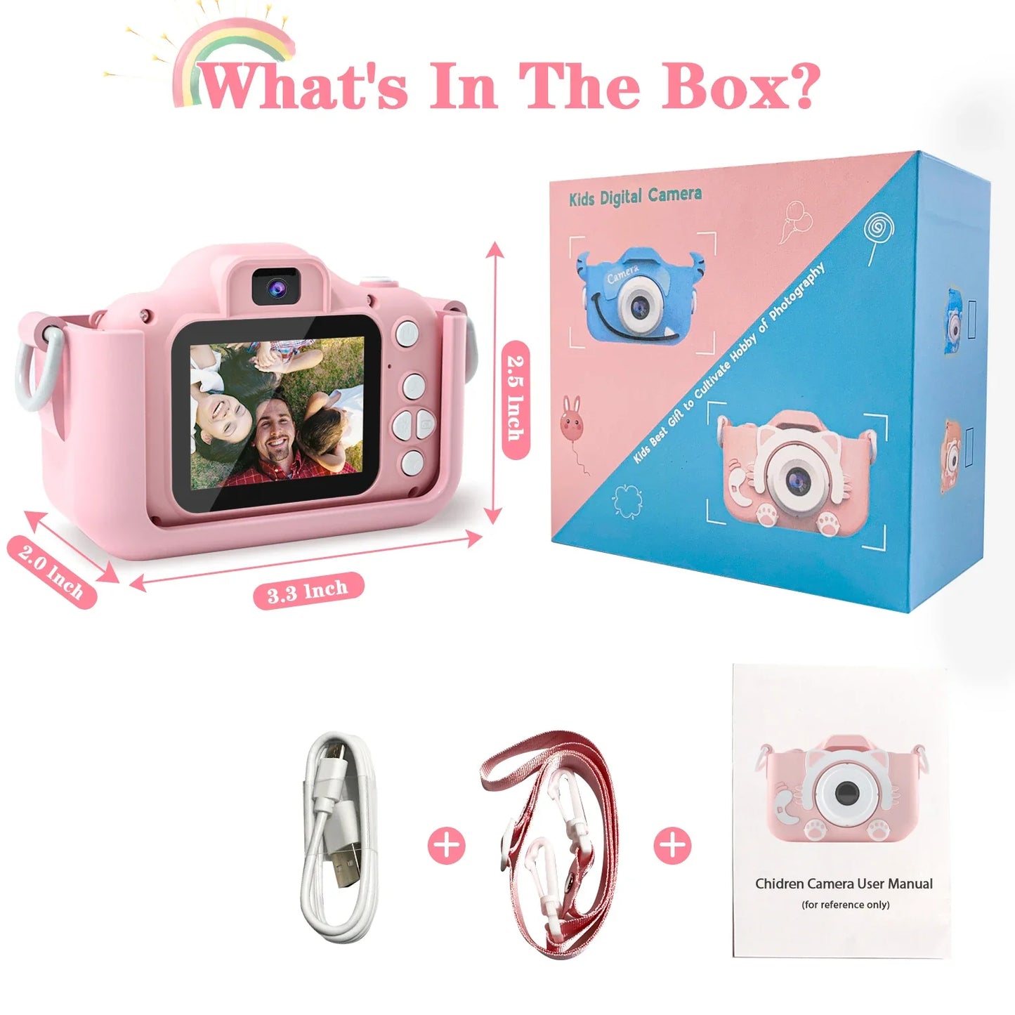 1080P HD Kids Digital Camera — Toddler Video Camera with 2.0-inch Screen & Silicone Case