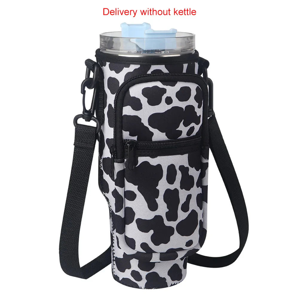 Portable Water Bottle Carrier Bag – Neoprene Holder with Phone Pocket for Stanley 40oz Tumbler with Handle