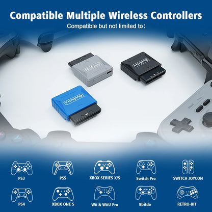 RetroScaler Mini BlueRetro Receiver Adapter – Wireless Controller Adapter for PS1, PS2, PS4, PS5, Xbox Series X, 8BitDo