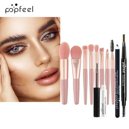 POPFEEL 40-Color Eyeshadow Palette & Eye Makeup Kit — Eyebrow Pencil, Eyeliner, Mascara + Brushes