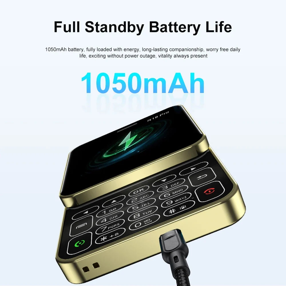 SERVO Rotating Mini Phone - 2G GSM Dual SIM Mobile Phone with FM Radio, MP4 Player & Flashlight