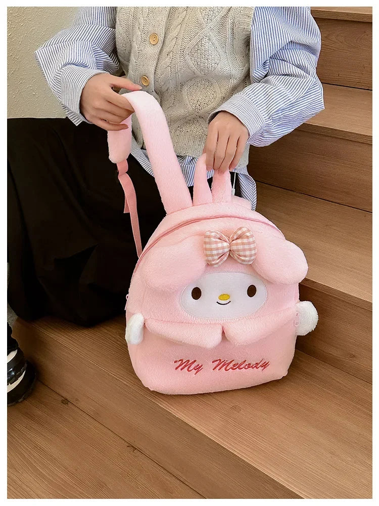 Kuromi & Cinnamoroll Plush Backpack — Cute Cartoon Soft Daypack for School, Travel & Daily Use