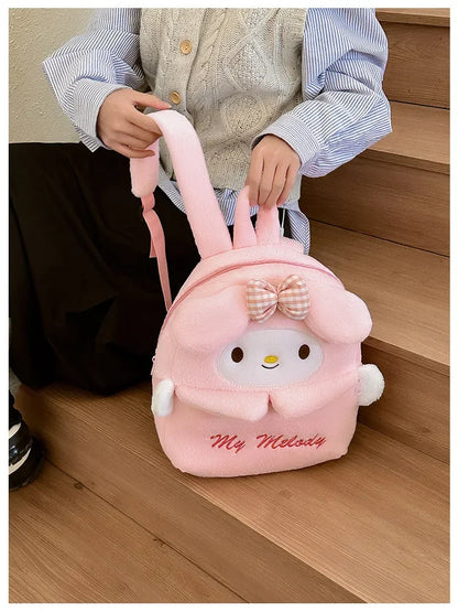 Kuromi & Cinnamoroll Plush Backpack — Cute Cartoon Soft Daypack for School, Travel & Daily Use