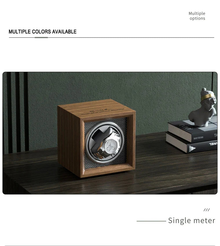 IBBETON Luxury Wood Watch Winder – 1 Slot High-End Automatic Watch Box with Mabuchi Motor & Storage Cabinet