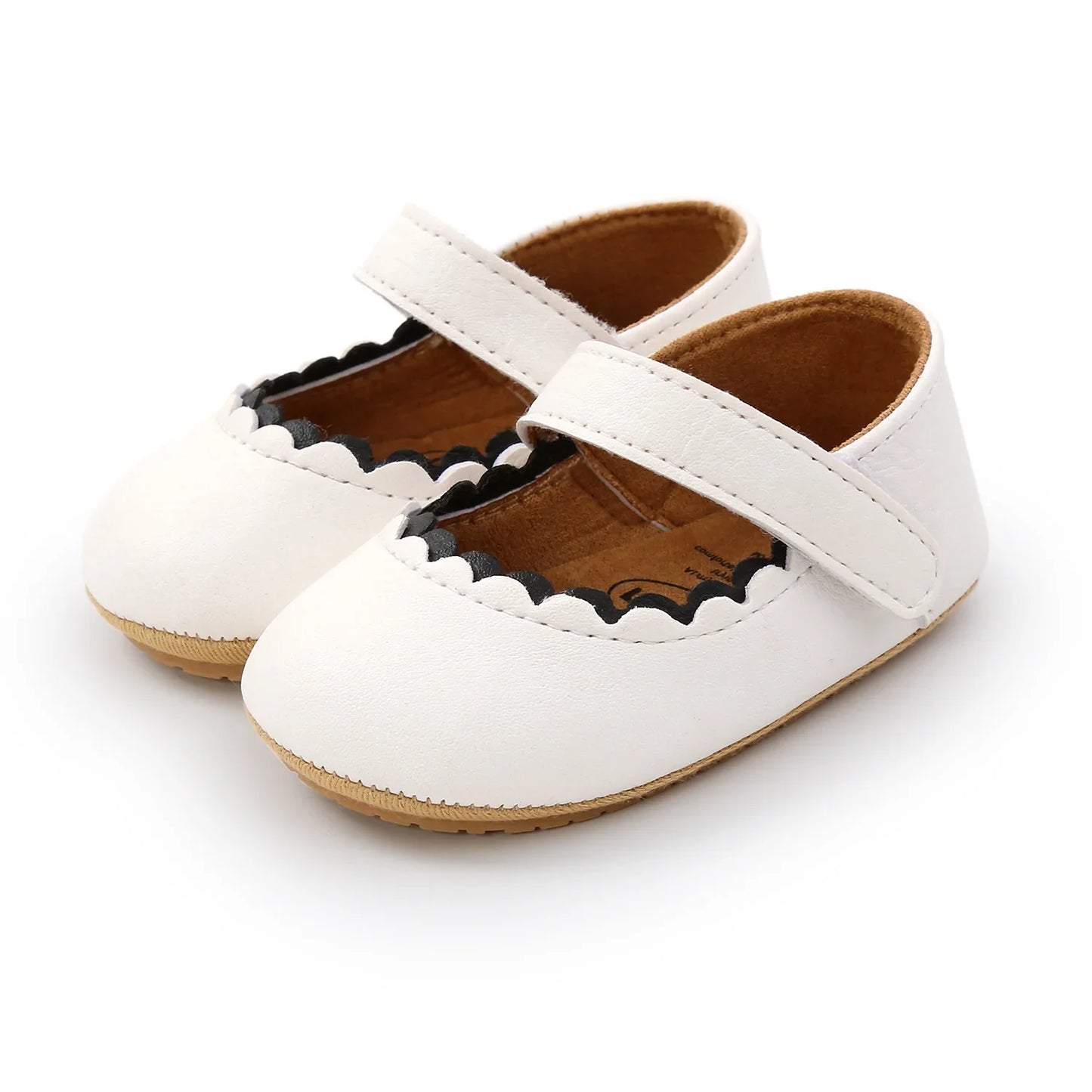 Meckior Baby Boys & Girls Shoes - Infant Leather with Rubber Sole, Anti-Slip Toddler First Walkers, Newborn Princess Crib Shoes